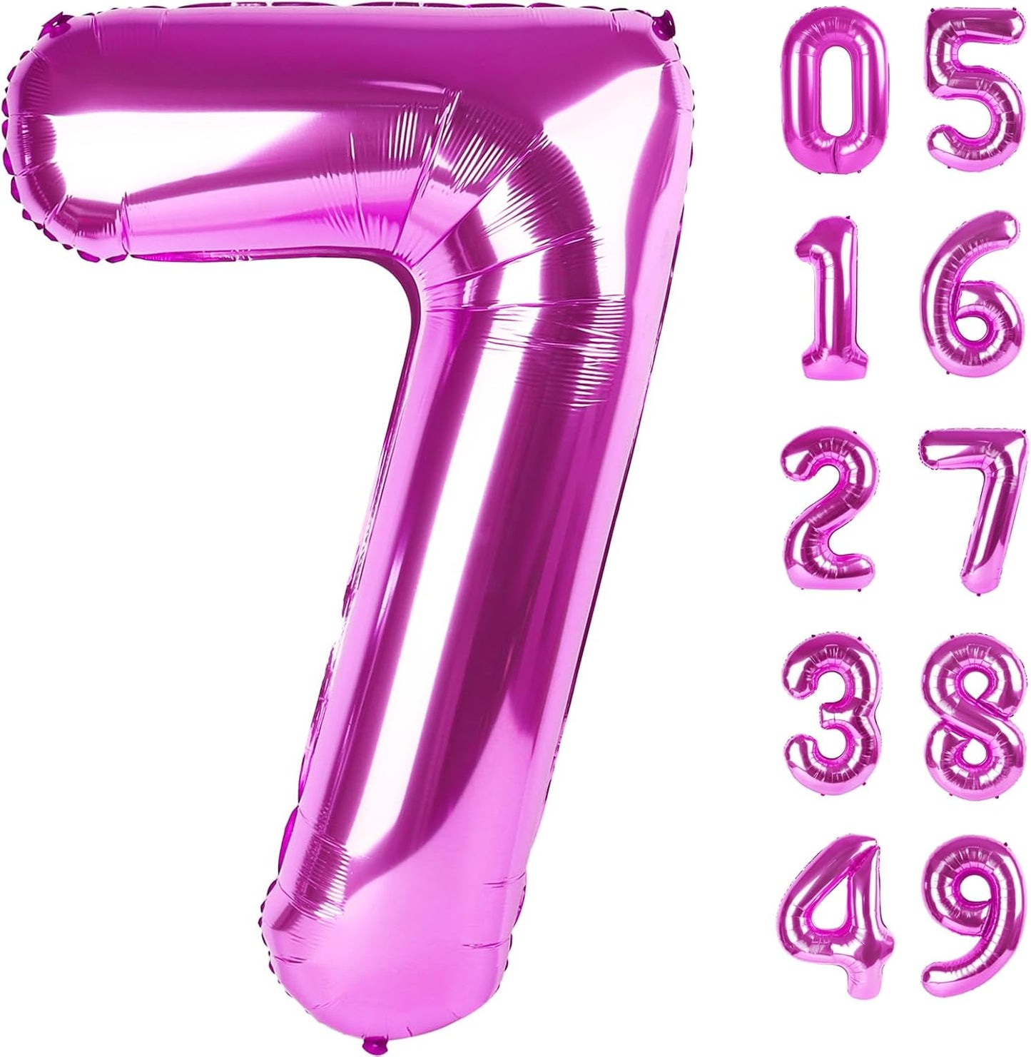 Rosy Purple Number 7 Birthday Balloon 40 Inch, Digital Balloons for 7 17 27 70 77 Party Celebration Decorations Supplies,Rosy Purple Mylar Foil Numbers Balloon for Seven Wedding Anniversary