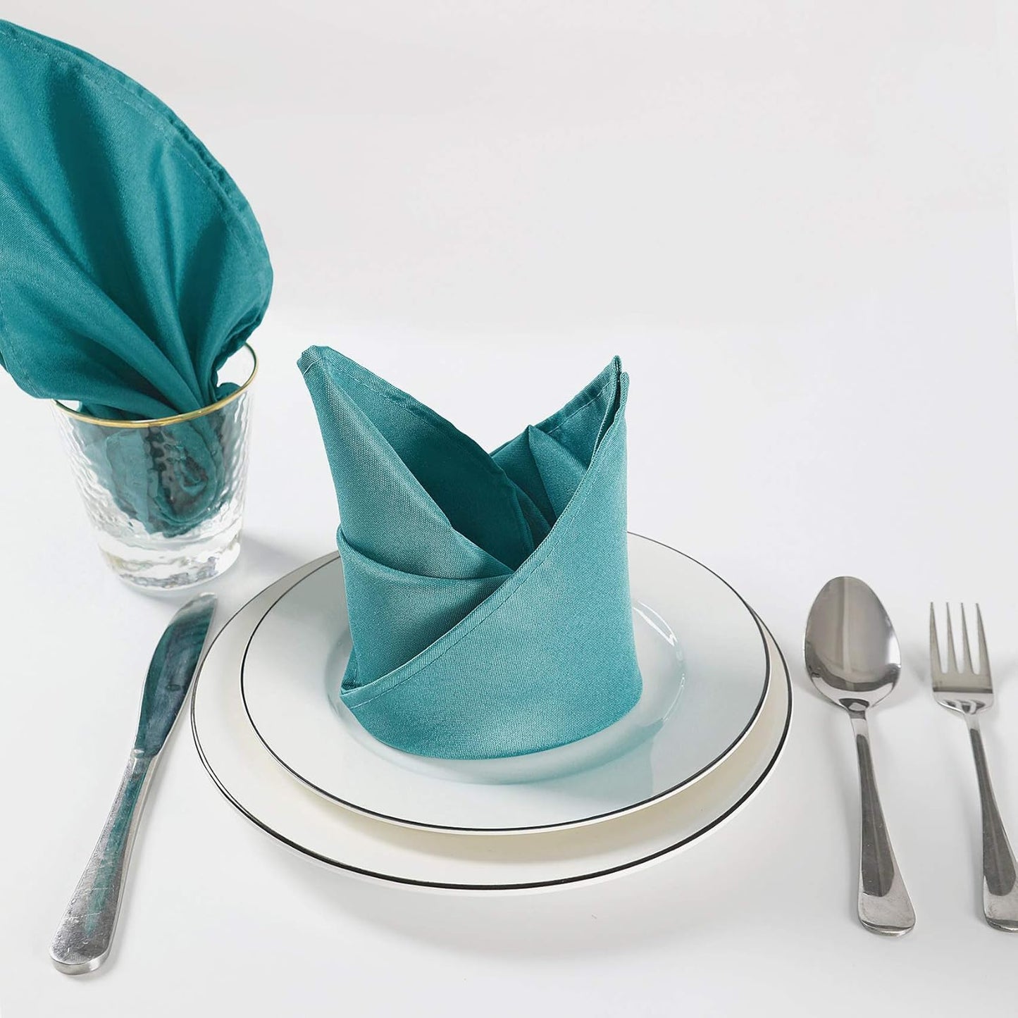 Cloth Napkins 20x20 inch Washable Polyester Dinner Napkins Soft Table Napkins for Wedding Party Dining Banquet(Teal,12PCS)