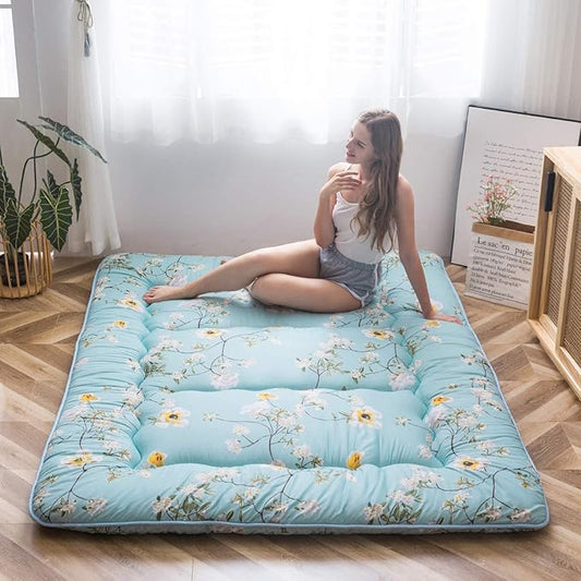 MAXYOYO Rustic Floral Korean Floor Mattress Japanese Futon, Foldable Roll Up by MAXYOYO