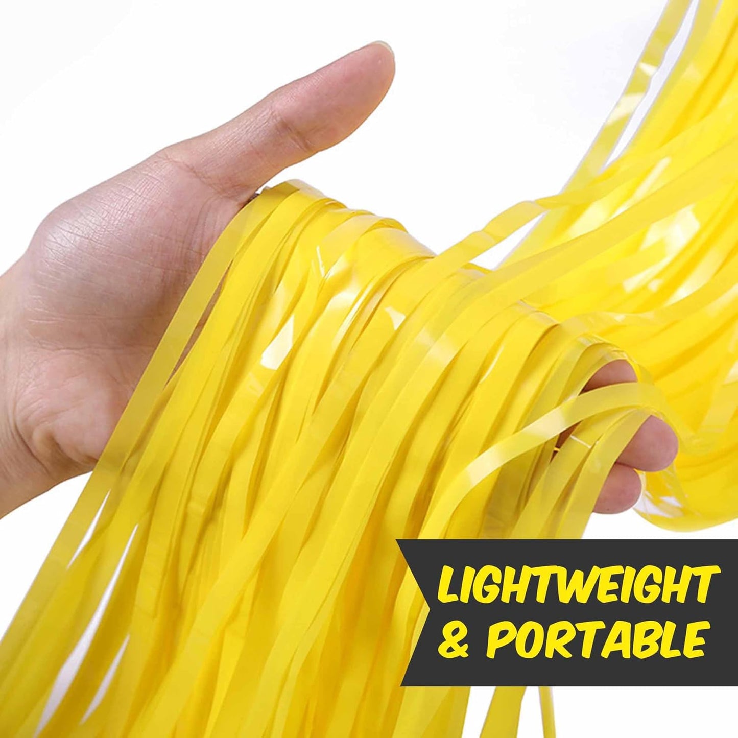 6 Pack Macaron Yellow Foil Fringe Curtains Backdrop, 3.28 x 8.2 Ft Metallic Streamers Tinsel Curtains Background for Photo Booth, Birthday, Weddings, Carnivals, Graduation, Themed Party Decorations