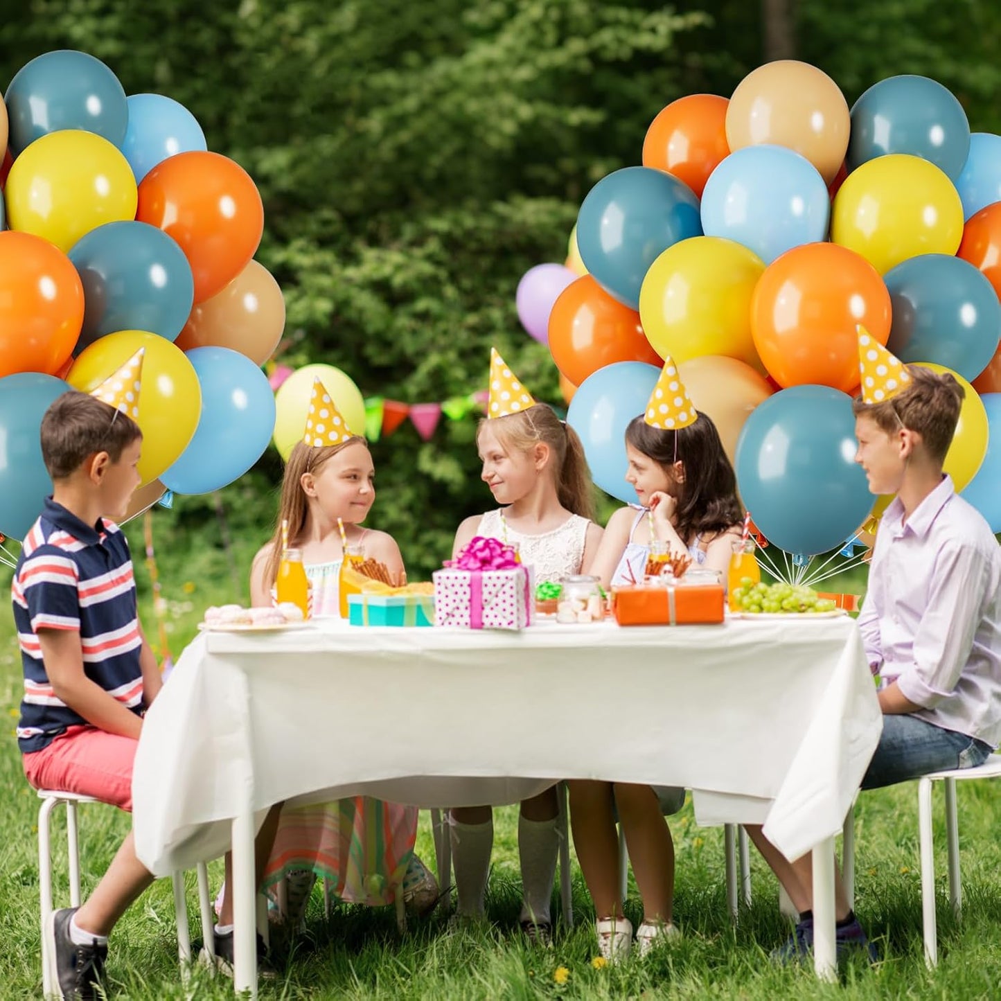 Blue Yellow and Orange Balloons, 12 Inch Retro Sea Blue Yellow Orange Balloons, Latex Helium Balloon for Boys Birthday Baby Shower Boho Son Theme Decorations