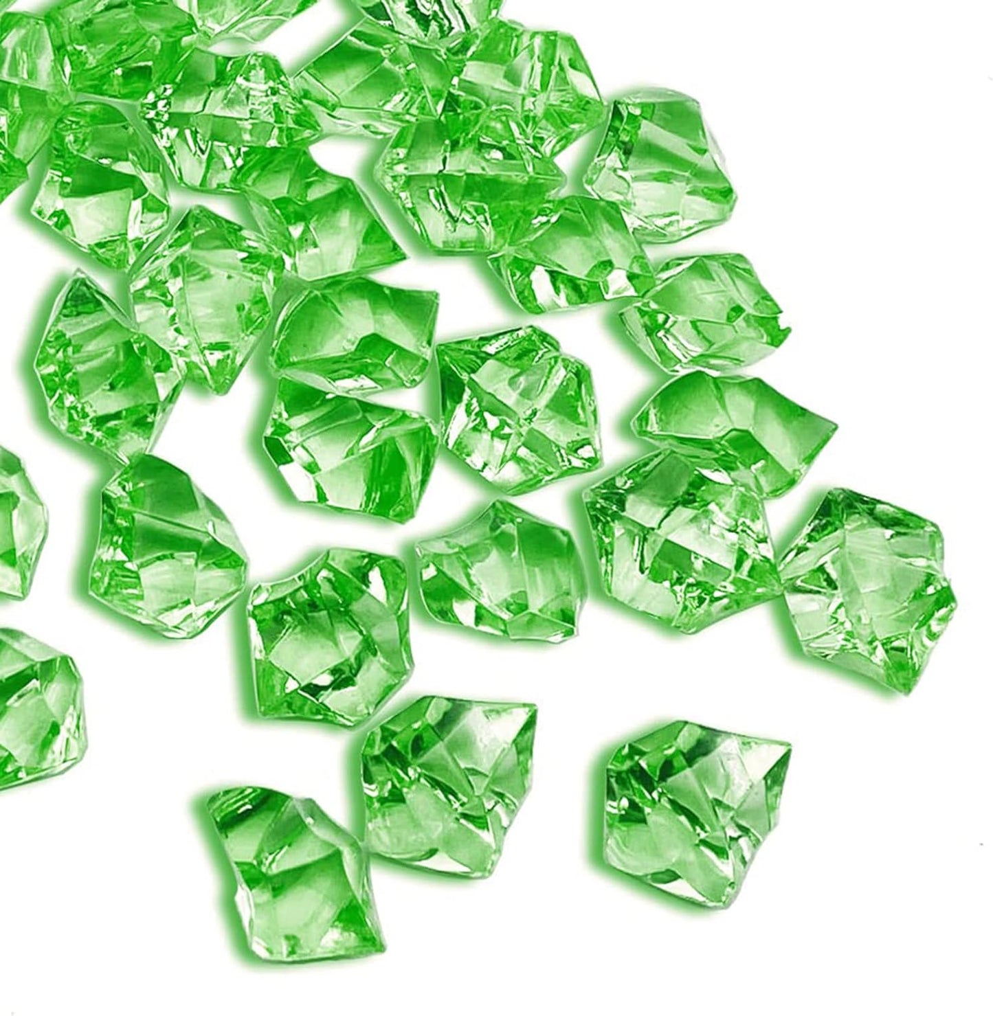 Vase Fillers for Home Decor, Fake Crushed Ice Cubes, 150 pcs Vase Fillers, Reusable Fake ice Cubes for Photography Accessories Props Decoration for Wedding Decor(irregular-16 * 22mmGreen)