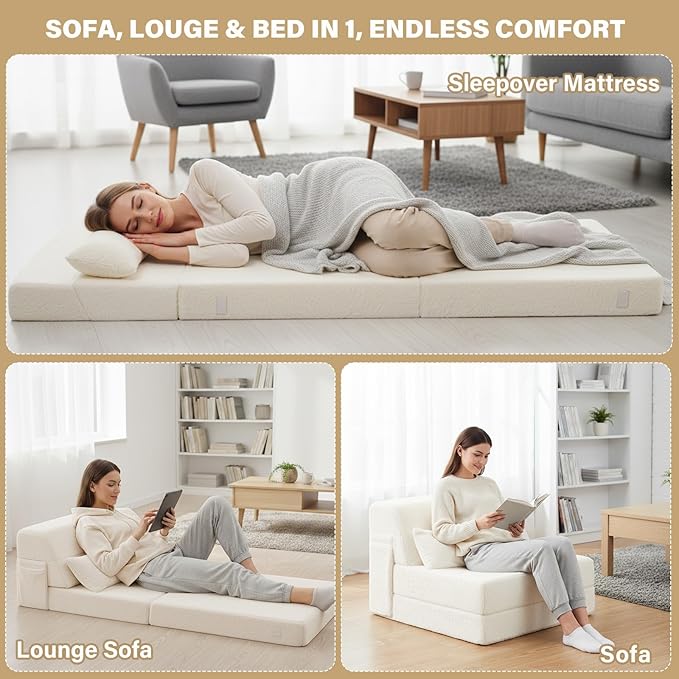Tiita Convertible Folding Sofa Bed Single Size - Image 4