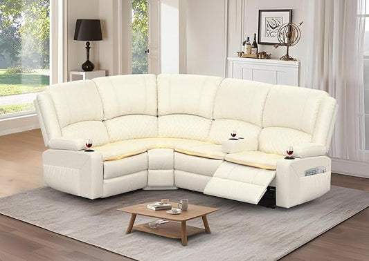 Yolsali Manual Reclining Sectional Sofa Set, 4 Seats Soft Leather Recliner by SavortheHappyMoments