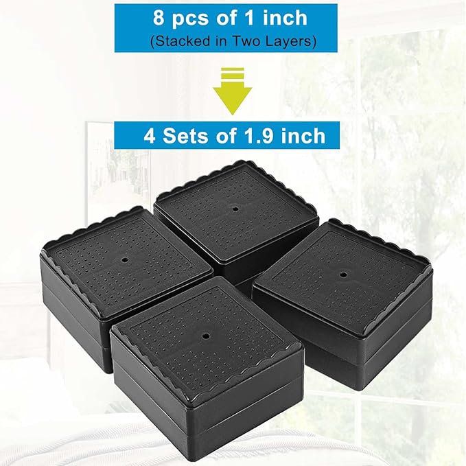 Bed Risers 1 inch, 2 inch, 3 inch, 4 inch Heavy Duty, Adjustable Furniture Riser - Image 3