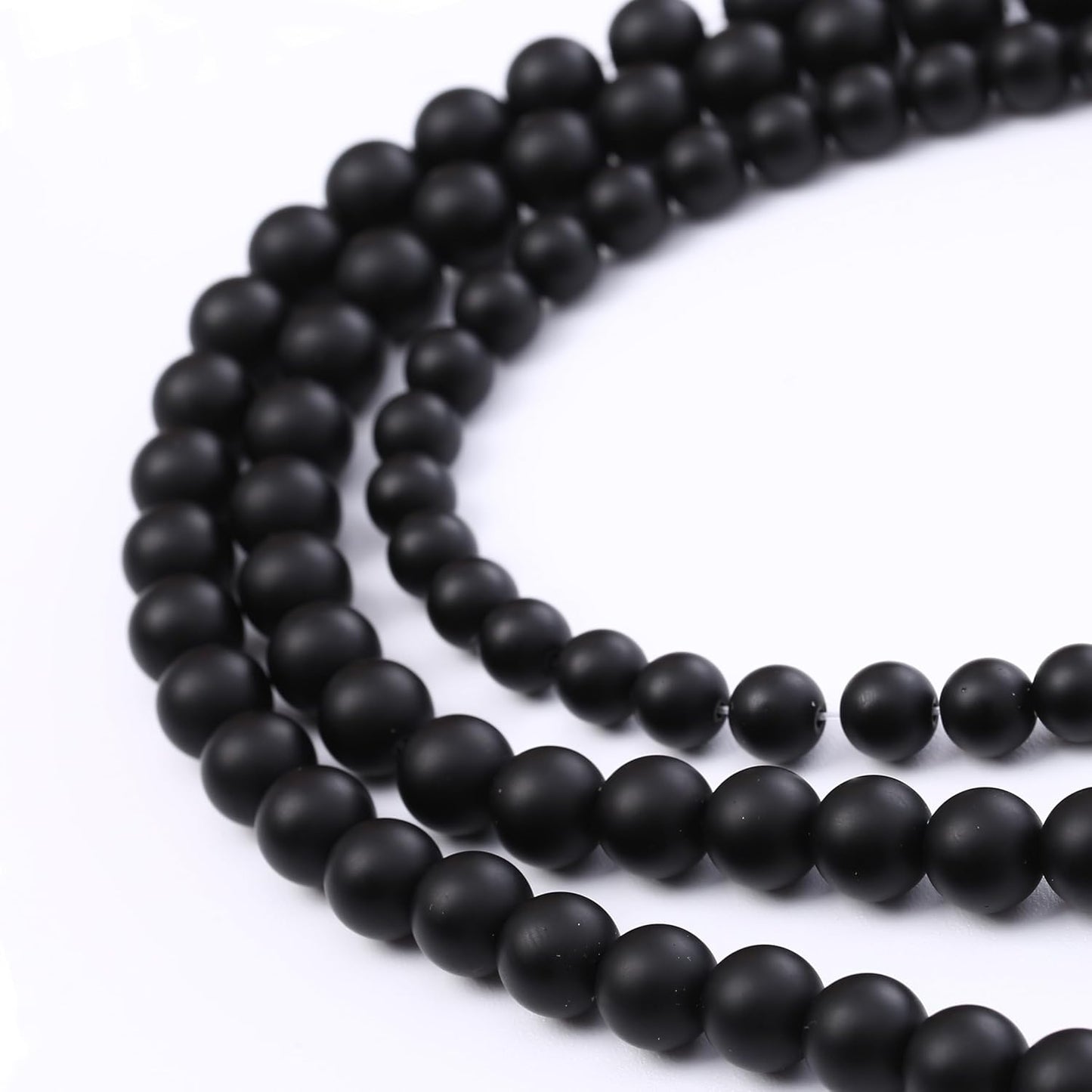 Natural Frosted Black Glass Stone Beads Gemstone Round Crystal Energy Jade Beads Stone Beads for Jewelry Making DIY Bracelet Necklace Jewelry Making 1 Strand 15.5inch 91PCS 4MM