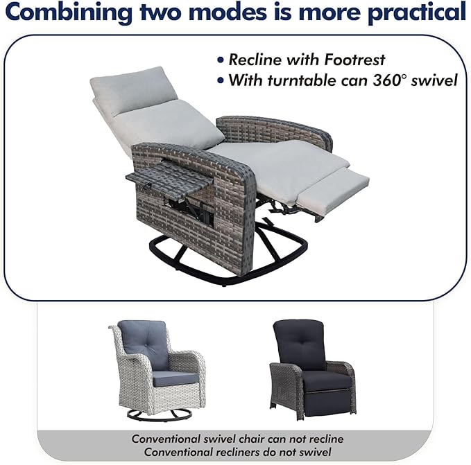 ZZW Outdoor Recliner Chair Set of 2, Wicker Patio Recliners - Image 6