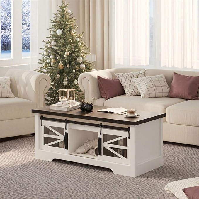 47.2" Lift Top Coffee Table, Hidden Storage Compartment, Lifting Tabletop - Image 7