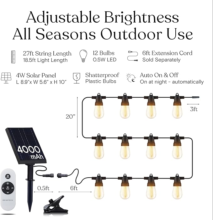 Brightech Ambience Pro Super Bright Solar - 27Ft Remote Control Outdoor String - Image 8