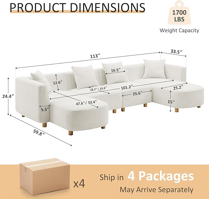 VANOMi 113" Sectional Sofa - Image 2