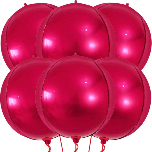 KatchOn Large Round Foil Balloons Set - 22 Inch, Pack of 6 | Metallic Hot Pink Balloons for Pink Theme Birthday & Wedding Decorations