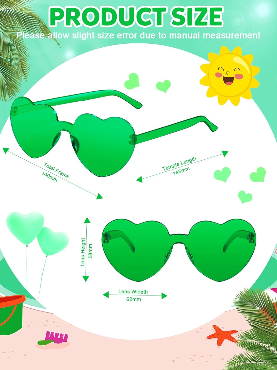 12 Pairs Heart Shaped Sunglasses for Women Colorful Glasses Fun Trendy Transparent Heart Sunglasses Party Favor