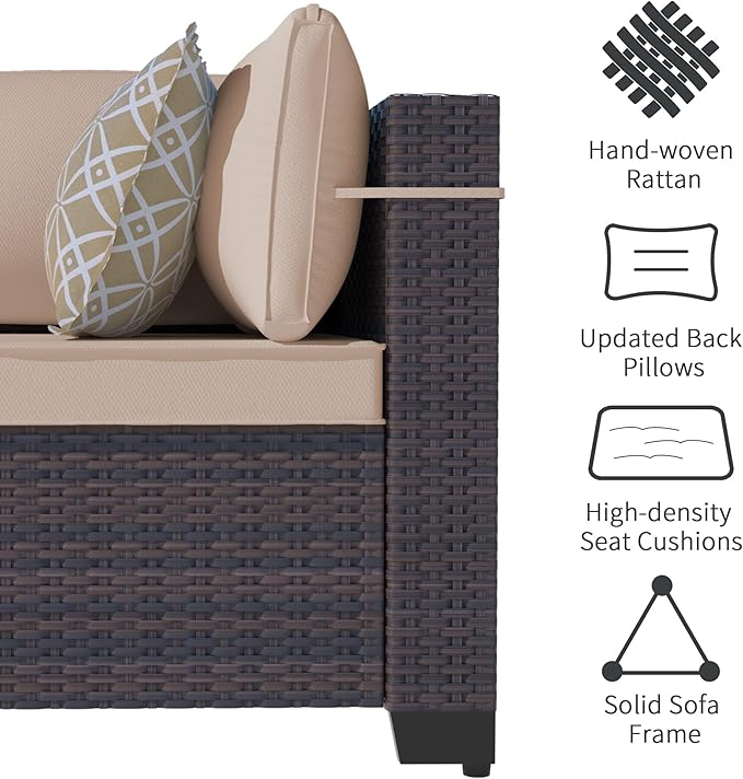 Outdoor Patio Furniture with Fire Pit Table, 6 Pieces Outdoor Furniture Patio - Image 4