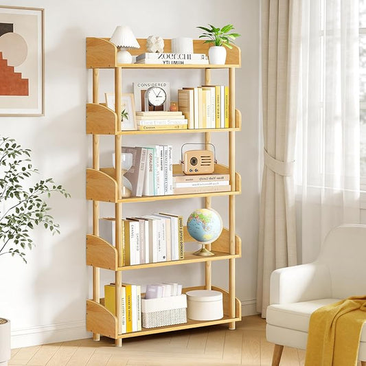 5-Tier Wooden Bookshelf, Modern Open Bookcase by OUTONLIFE