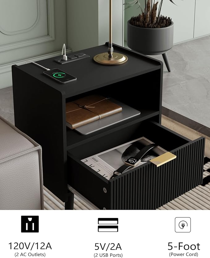 Veegle Nightstand, Modern Bedside Table - Image 4