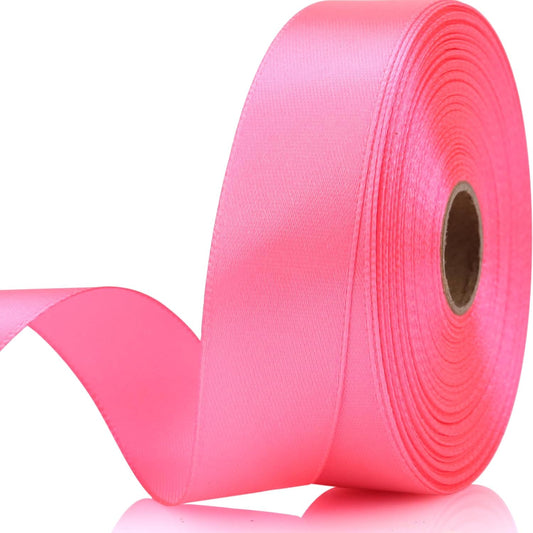 Pink Ribbon 7/8 Inch 30 Yards Satin Craft Ribbon-Single Face Polyester Ribbon for Handmade Roses,Gift Wrapping,Timeless Flower,Bouquets,Wedding and Party Decoration