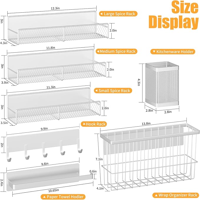 Magnetic Spice Rack for Refrigerator, 7 Pack 100% Metal Strong Magnet Shelf - Image 2