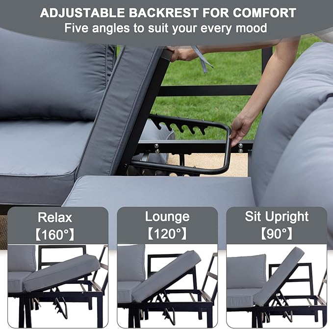 JOYURE 4-Piece Patio Furniture Set, Metal Outdoor Sectional Sofa - Image 3