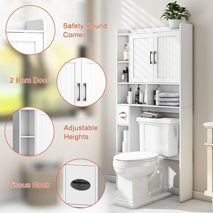 Vabches Over The Toilet Storage Cabinet, Farmhouse Storage Cabinet Over Toilet - Image 3