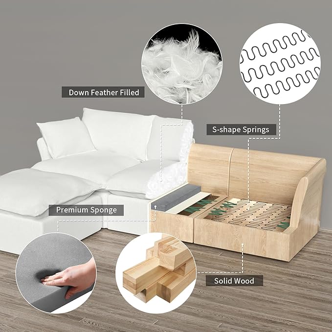 6 Seat U Shape Modular Sectional Couch Sofa - Image 4
