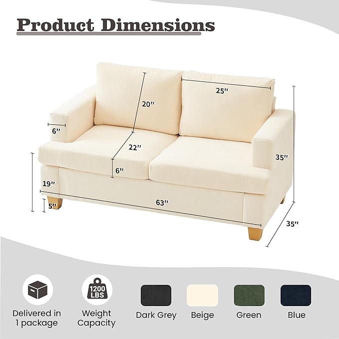 Apicizon Loveseat & 3 Seater Sofa Sets, 2 Piece Deep Seat Sleeper Sofa - Image 3