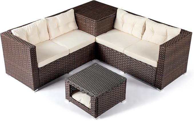 VINGLI 4 Pieces Outdoor Sectional Wicker Patio Furniture - Image 8