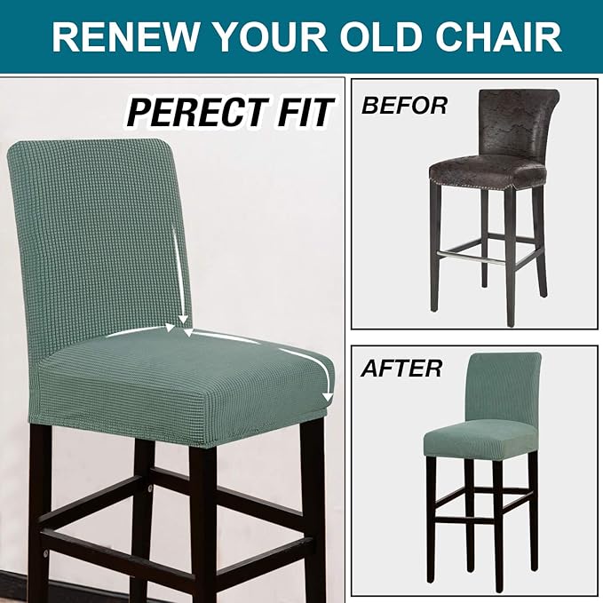 Turquoize Stretch Bar Stool Cover Counter Stool Pub Chair Slipcover - Image 5