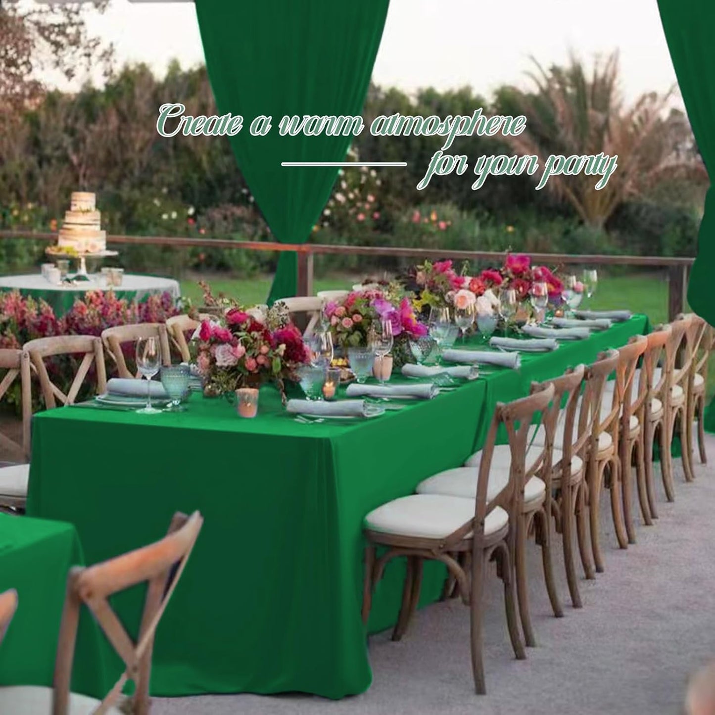12 Pack Green Tablecloths for Rectangle Tables 60 x 126 Inch Polyester Tablecloth 8 Foot Rectangle Table Cloth Wrinkle Resistant Washable Fabric Table Cover for Party Wedding Banquet Events