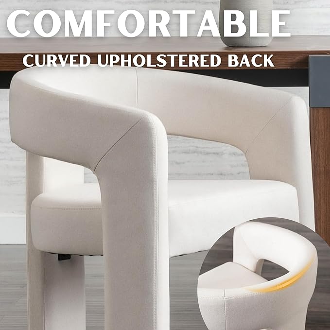 RIVOVA Modern Barrel Dining Chairs Set of 8, Linen Upholstered Accent Side Chair - Image 4