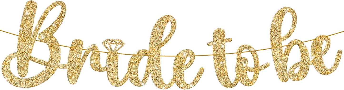 KatchOn, Gold Glitter Bride To Be Banner - 10 Feet, No DIY | Gold Bride to Be Sign for Bachelorette Party Decorations | Bridal Shower Banner for Bridal Shower Decorations | bride To Be decorations
