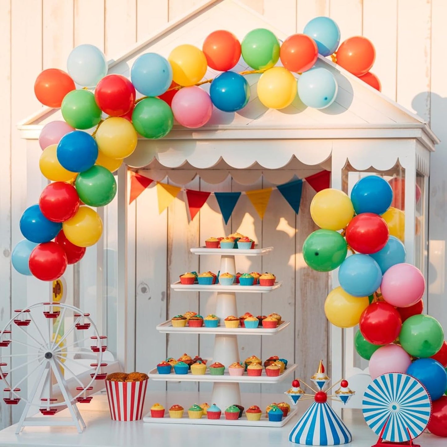 Red Green Blue Balloons, 60pcs Circus Carnival Balloons, Star Colorful Confetti Gold Long Balloon With Lightning Foil Balloon For Birthday Baby Shower Circus Carnival Theme Party Wedding Decoration