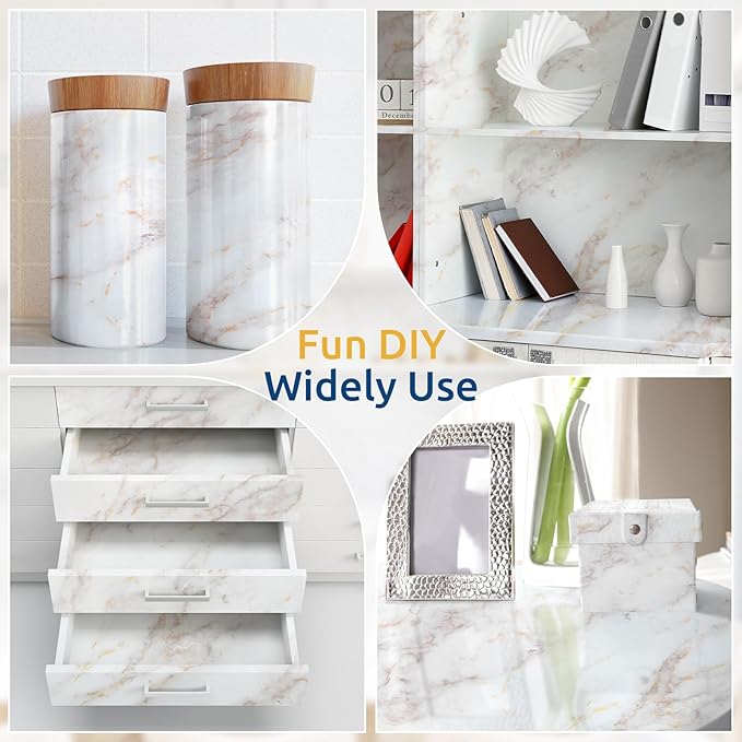rabbitgoo Glossy Marble Contact Paper Peel and Stick Wallpaper 17.5" X 118.1" - Image 7
