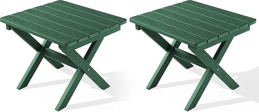 SERWALL Folding Outdoor Side Table Set of 2, Portable Adirondack Side Table by SERWALL