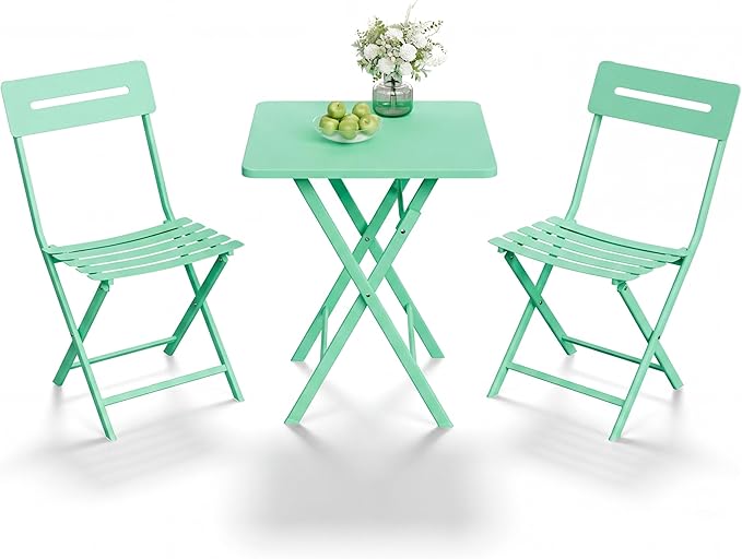 GarveeTech 3-Piece Folding Bistro Set, Heavy Duty Outdoor Patio Furniture - Image 8