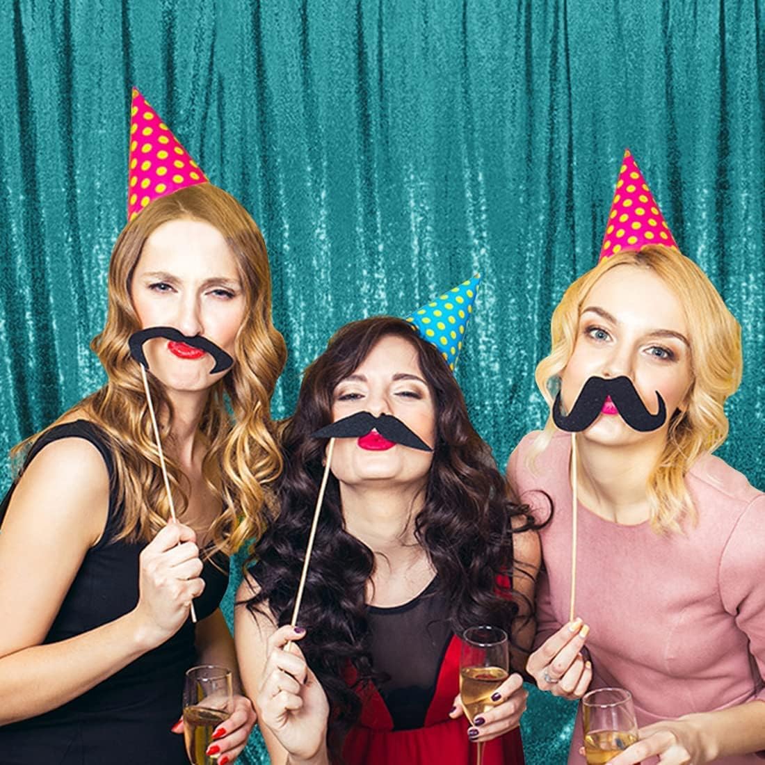 Poise3EHome 8Ft x 10Ft Teal Sequin Backdrop, Glitter Thick Satin Sequin Background Drapes,Sequence Xmas Thanksgiving Backdrop for Wedding Party Holiday Festival Decor