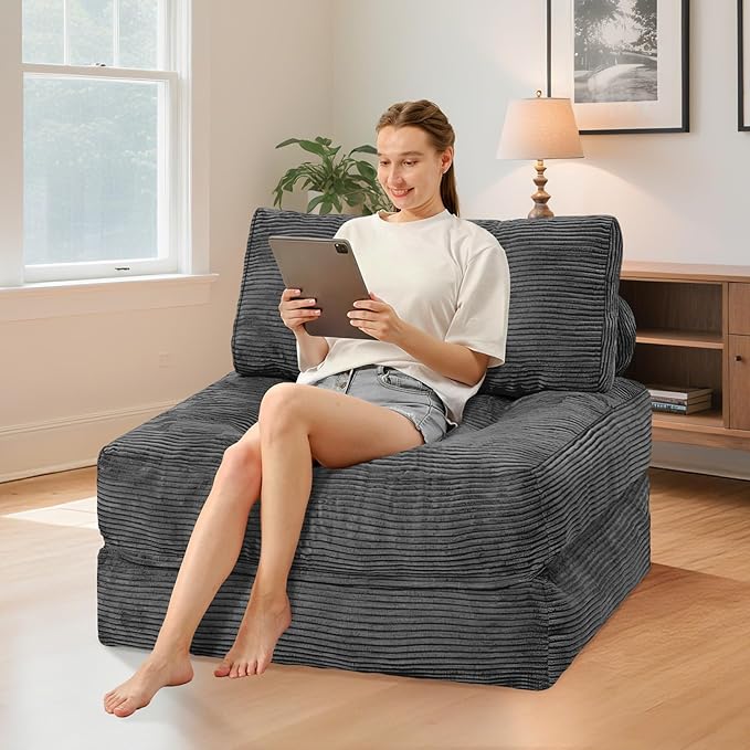 HABUTWAY Folding Sofa Bed, Convertible Sleeper Chair Bed w/Dual-Pillow & Handle - Image 3