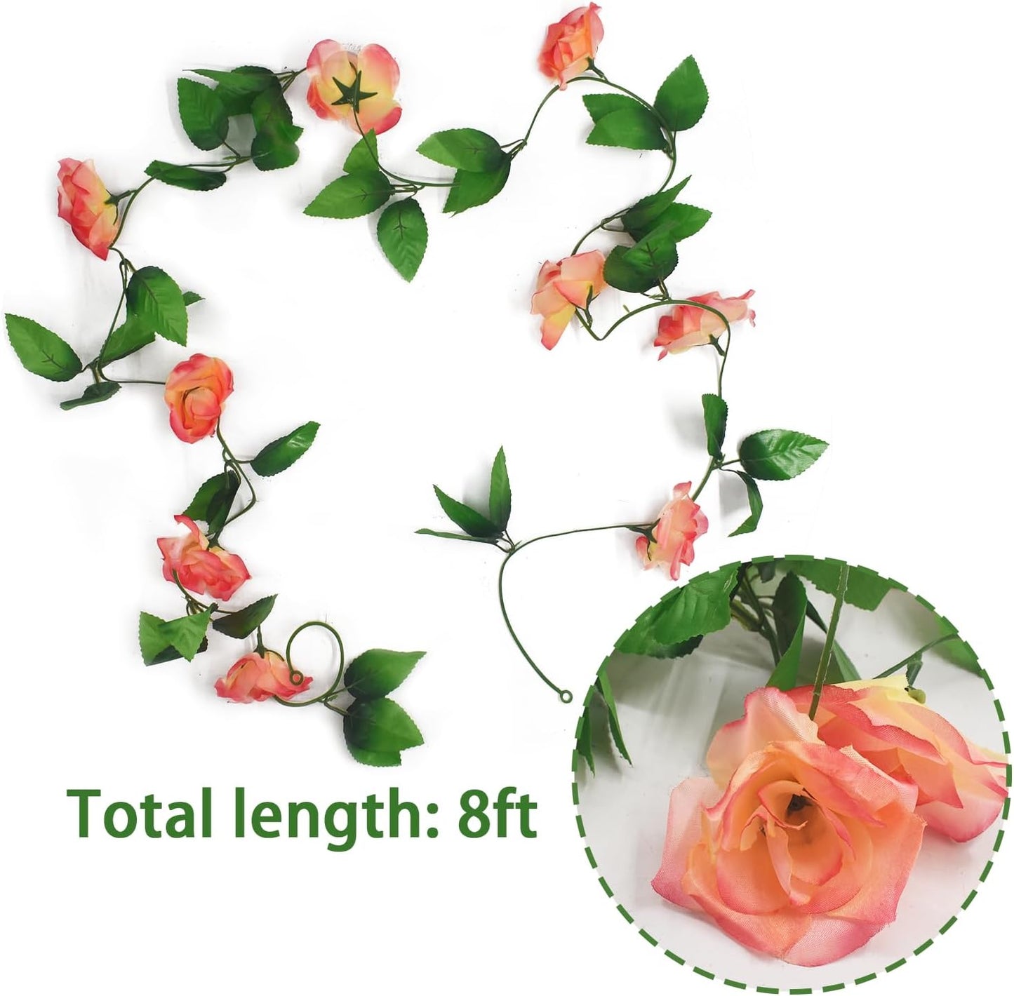 Musdoney 4Pcs 32.2 FT Fake Rose Vine Flowers Plants Artificial Flower Garland Hanging Rose Ivy Home Hotel Office Wedding Party Garden Craft Art Decor (Pink)