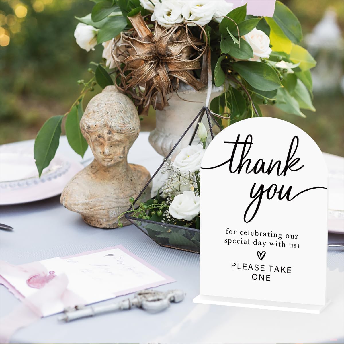 Acrylic Wedding Sign Thank You Sign for Wedding Wedding Signs for Ceremony Modern Calligraphy Arch Acrylic Table Top Sign for Wedding Reception and Event Party Table(white）