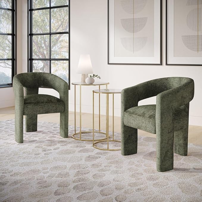 Jofran Gwen Jacquard Upholstered Accent Chair, Modern Luxury Plush Sculptural - Image 2