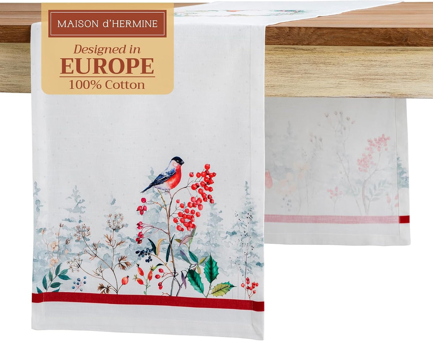 Maison d' Hermine Table Runner 100% Cotton Single Layer Table Runners 72 inches Long Decorative for Home Kitchen Dining Party Baby Shower Wedding Bridal Shower (Morzine, 14.50" x 72")