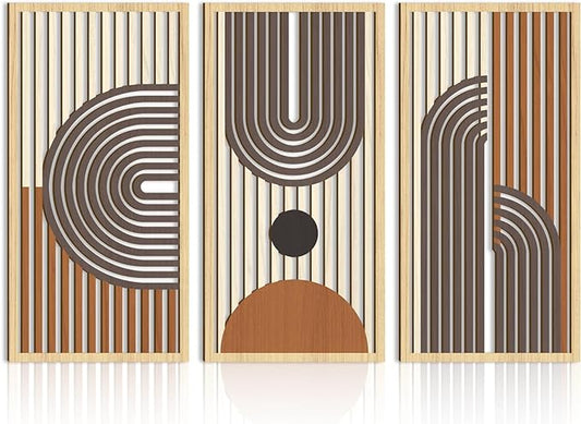 IARTTOP Mid century Modern Decor 16x32 Inch Large Boho Wood Wall Art Abstract by IARTTOP