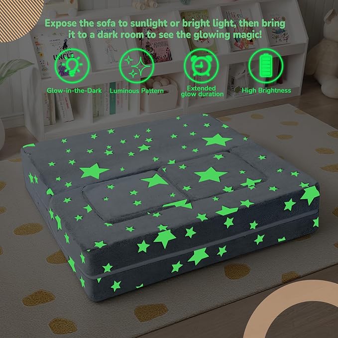 MeMoreCool Modular Kids Play Couch Sofa – Glow-in-the-Dark Star Design - Image 5