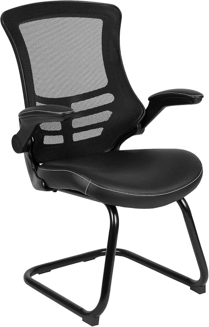 Flash Furniture Kelista Black Mesh Sled Base Side Reception Chair by FlashFurniture