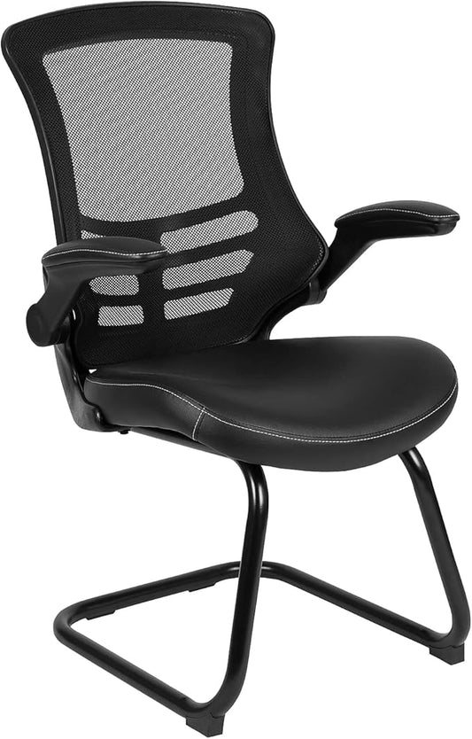 Flash Furniture Kelista Black Mesh Sled Base Side Reception Chair by FlashFurniture