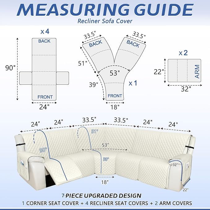 Arfntevss Recliner Sectional Couch Covers 1OO% Waterproof L Shape Sofa Cover - Image 2