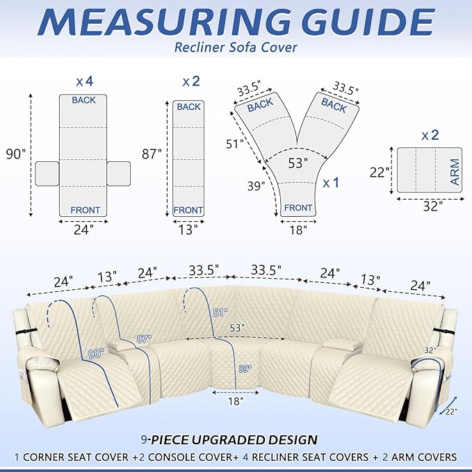Arfntevss Recliner Sectional Couch Covers 1OO% Waterproof L Shape Sofa Cover - Image 2