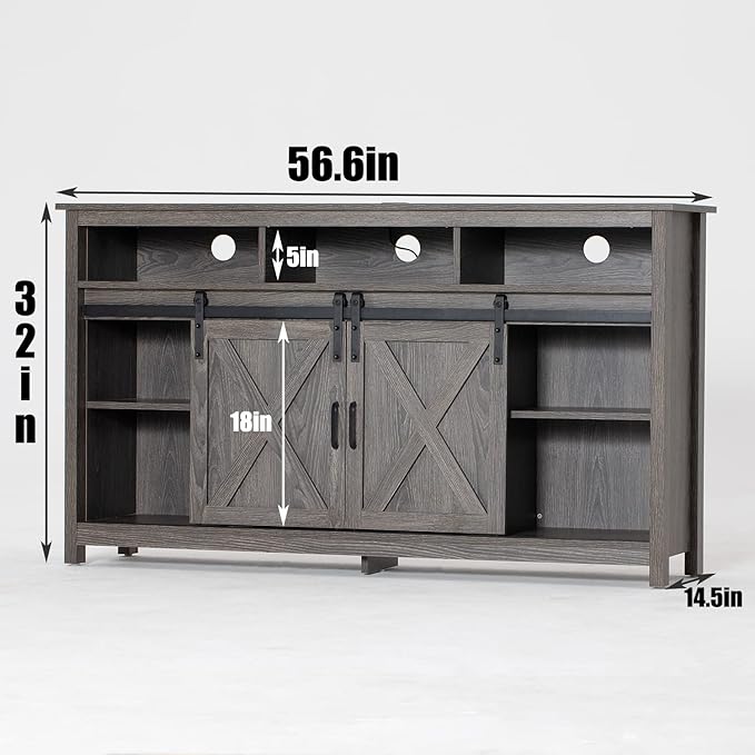 LED Farmhouse TV Stand for 65 inch TVs, Rustic Entertainment Center TV Cabinet - Image 7