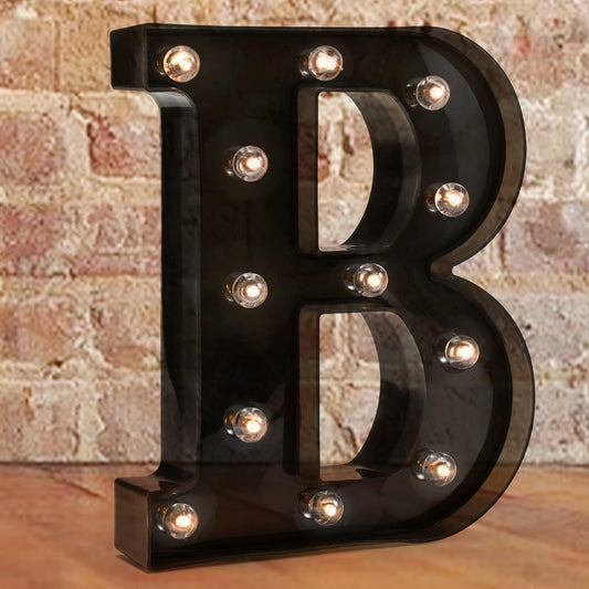 Light Up LED Letter Marquee Sign - Alphabet Marquee Letters with Lights For Wedding Birthday Party Christmas Night Light Lamp Home Bar Decoration B, Black