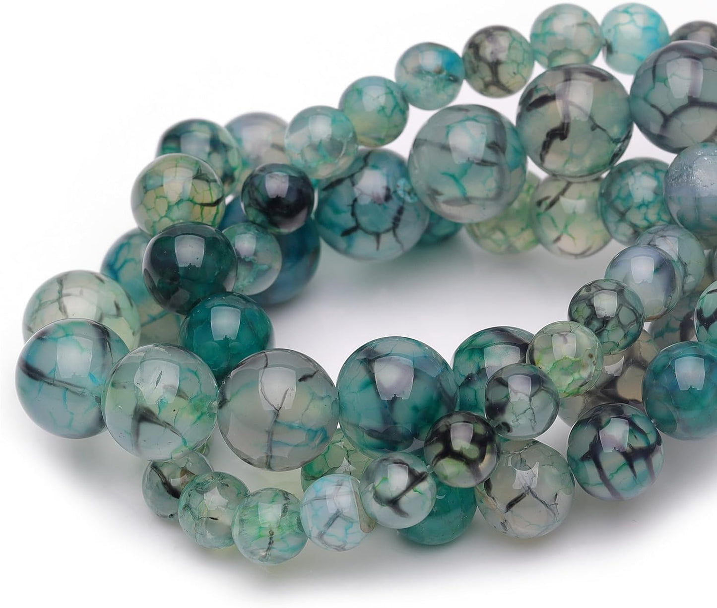 6mm Natural Stone Beads for Jewelry Making,Dragon Vein Agate Polished Smooth Round Gemstone Beads for Bracelet Necklace 15 Inch