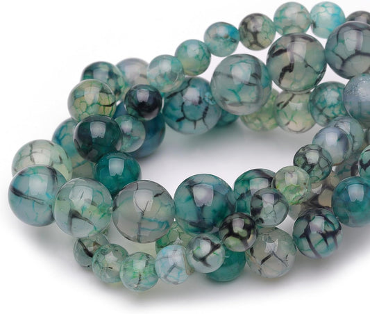 8mm Natural Stone Beads for Jewelry Making,Dragon Vein Agate Polished Smooth Round Gemstone Beads for Bracelet Necklace 15 Inch